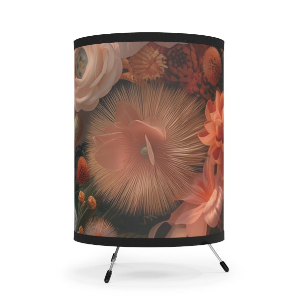 Lustrous Peach Baroque Floral 01 - Tripod Lamp with High-Res Printed Shade, USCA plug - Image 4