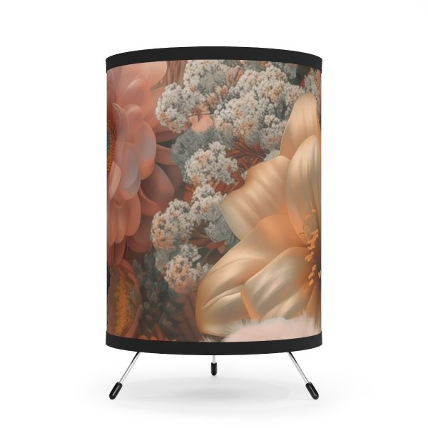 Lustrous Peach Baroque Floral 02 - Tripod Lamp with High-Res Printed Shade, USCA plug