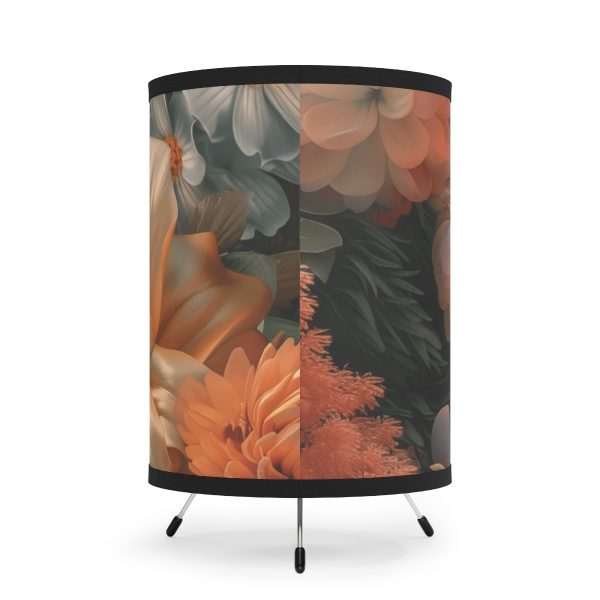 Lustrous Peach Baroque Floral 02 - Tripod Lamp with High-Res Printed Shade, USCA plug - Image 3