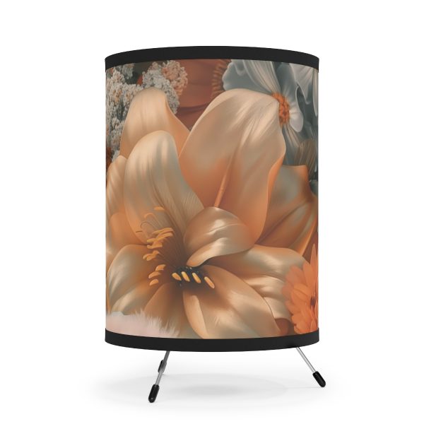 Lustrous Peach Baroque Floral 02 - Tripod Lamp with High-Res Printed Shade, USCA plug - Image 4