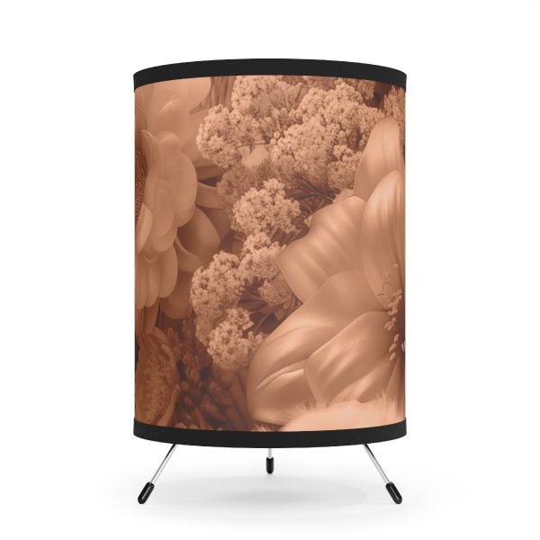 Lustrous Peach Fuzz Tone Baroque Floral 02 - Tripod Lamp with High-Res Printed Shade, USCA plug