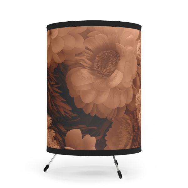 Lustrous Peach Fuzz Tone Baroque Floral 02 - Tripod Lamp with High-Res Printed Shade, USCA plug - Image 2