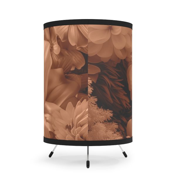 Lustrous Peach Fuzz Tone Baroque Floral 02 - Tripod Lamp with High-Res Printed Shade, USCA plug - Image 3