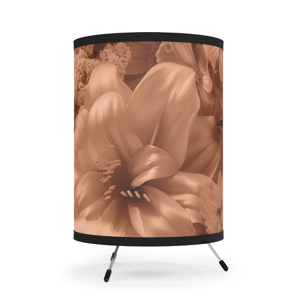 Lustrous Peach Fuzz Tone Baroque Floral 02 - Tripod Lamp with High-Res Printed Shade, USCA plug - Image 4