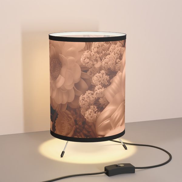 Lustrous Peach Fuzz Tone Baroque Floral 02 - Tripod Lamp with High-Res Printed Shade, USCA plug - Image 5