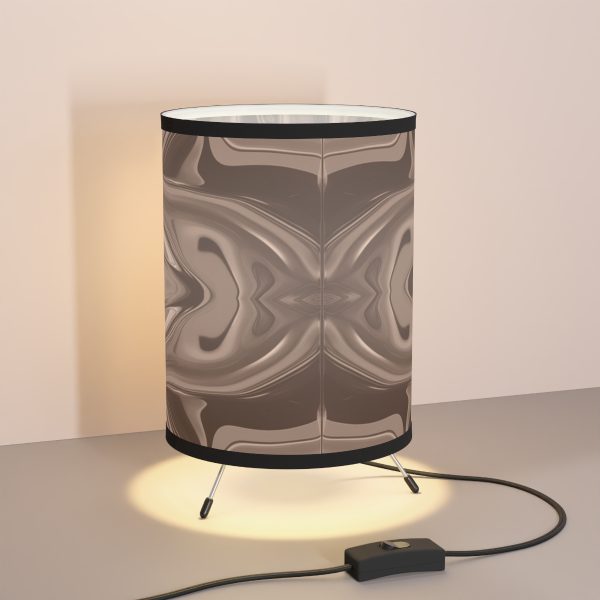 Lipnotic Kaleidoscope Background In Almondine 01 - Tripod Lamp with High-Res Printed Shade, USCA plug - Image 5