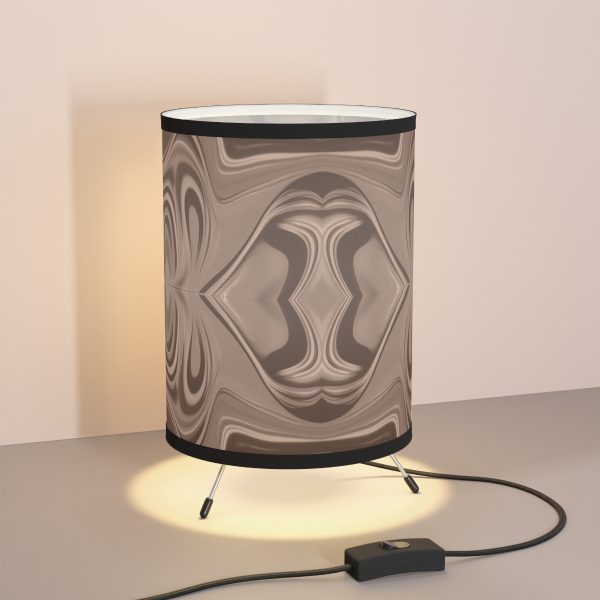 Lipnotic Kaleidoscope Background In Almondine 02 - Tripod Lamp with High-Res Printed Shade, USCA plug - Image 5