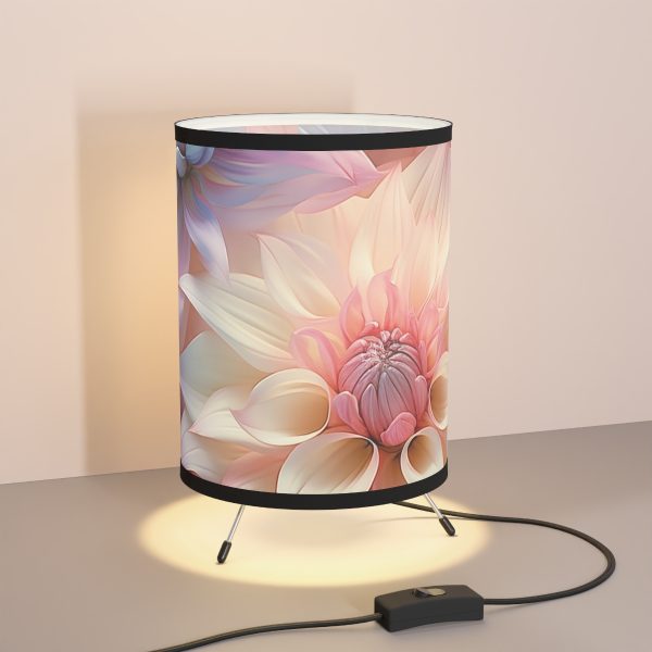 Pastel Fantasy Baroque Floral 01 - Tripod Lamp with High-Res Printed Shade, USCA plug - Image 5