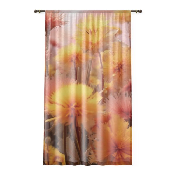 Fuzzy Dandelion Fantasy - Single Panel Sheer Window Curtain (1 Piece)