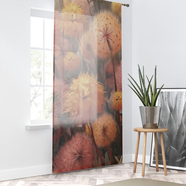 Autumn Dandelion Dream - Single Panel Sheer Window Curtain (1 Piece) - Image 2