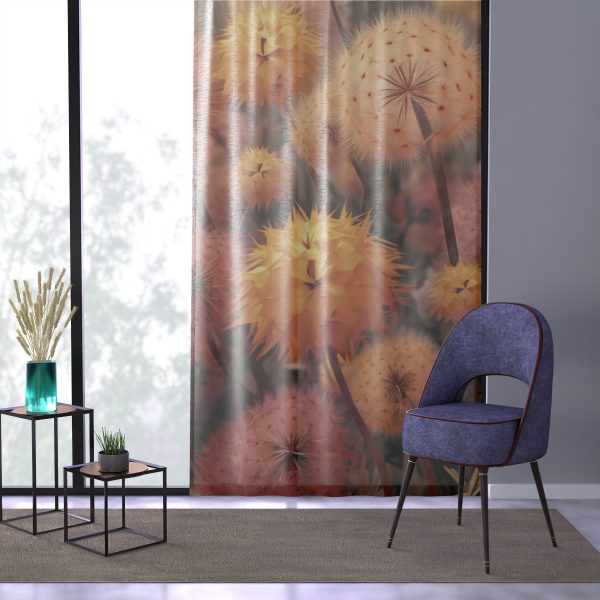 Autumn Dandelion Dream - Single Panel Sheer Window Curtain (1 Piece) - Image 3