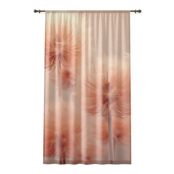 Misty Peach Dandelions - Single Panel Sheer Window Curtain (1 Piece)