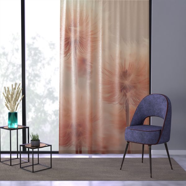 Misty Peach Dandelions - Single Panel Sheer Window Curtain (1 Piece) - Image 3