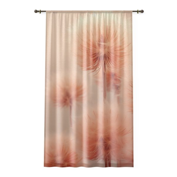 Misty Peach Dandelions - Left Side Sheer Window Curtain (1 Piece)