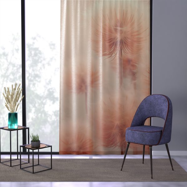 Misty Peach Dandelions - Left Side Sheer Window Curtain (1 Piece) - Image 3