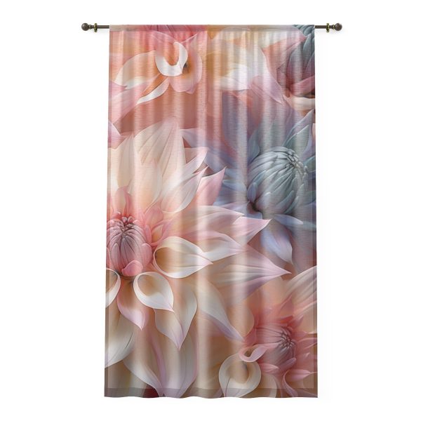 Pastel Fantasy Baroque Floral 01 - Right Side Sheer Window Curtain (1 Piece)