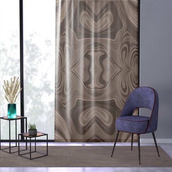 Lipnotic Kaleidoscope Background In Almondine 02 -  Single Panel Sheer Window Curtain (1 Piece) - Image 3