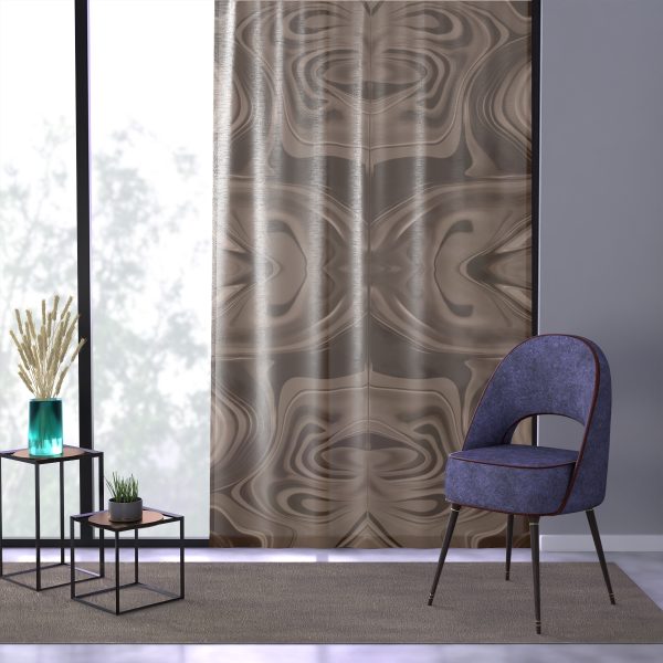 Lipnotic Kaleidoscope Background In Almondine 01 -  Single Panel Sheer Window Curtain (1 Piece) - Image 3