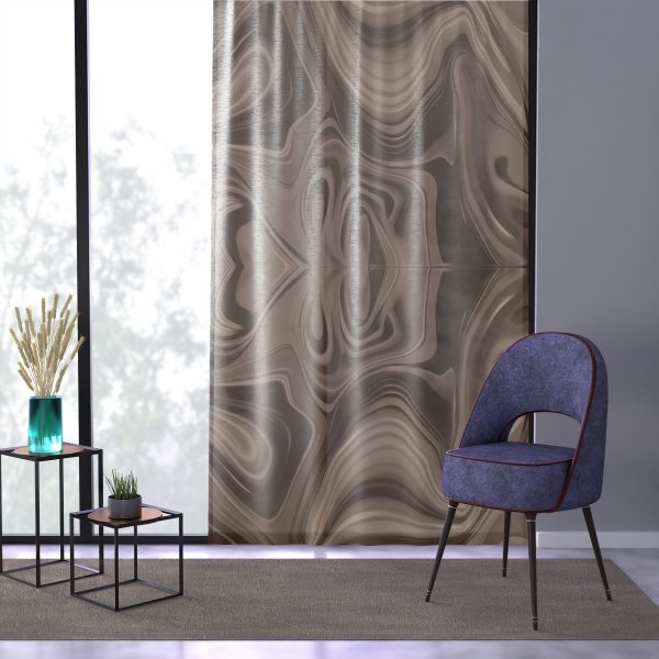 Lipnotic Kaleidoscope Background In Almondine 02 - Right Side Sheer Window Curtain (1 Piece) - Image 3