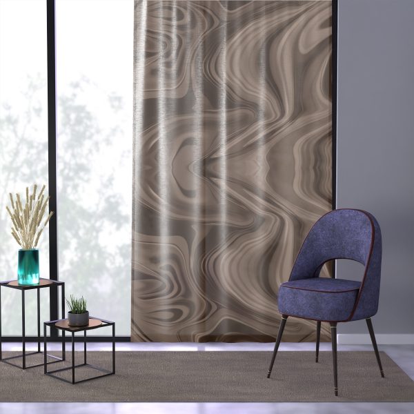 Lipnotic Kaleidoscope Background In Almondine 01- Right Side Sheer Window Curtain (1 Piece) - Image 3