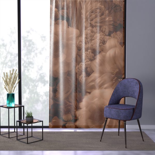 Lustrous Peach Fuzz Tone Baroque Floral 02 - Single Panel Sheer Window Curtain (1 Piece) - Image 3