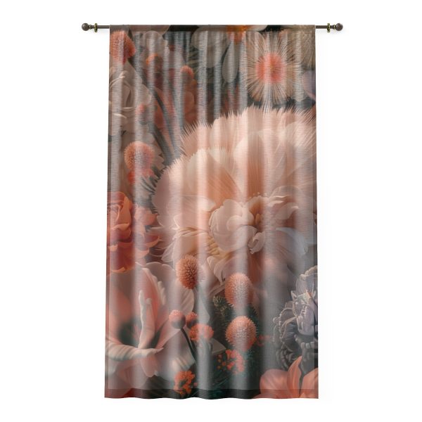 Lustrous Peach Baroque Floral 01 - Left Side Sheer Window Curtain (1 Piece)