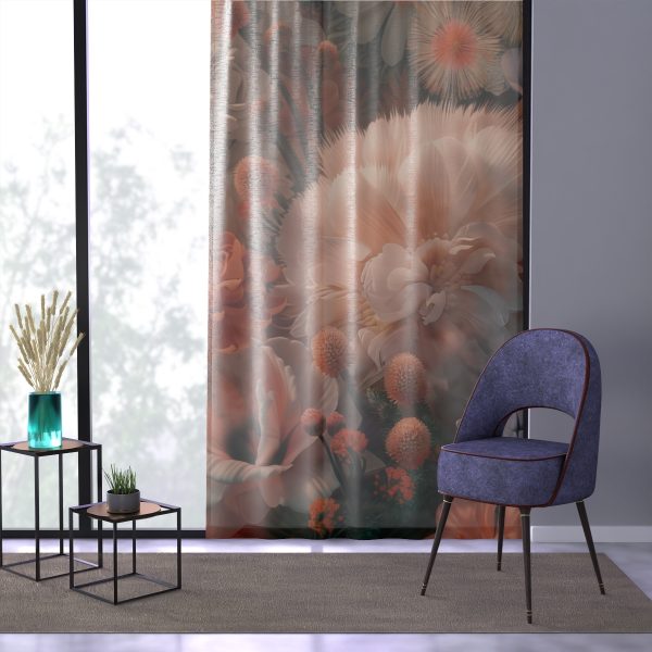 Lustrous Peach Baroque Floral 01 - Left Side Sheer Window Curtain (1 Piece) - Image 3