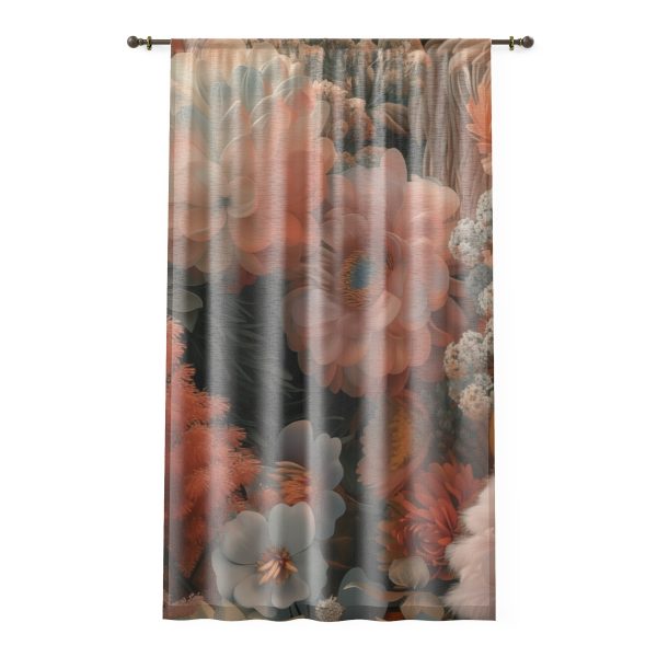 Lustrous Peach Baroque Floral 02 - Left Side Sheer Window Curtain (1 Piece)