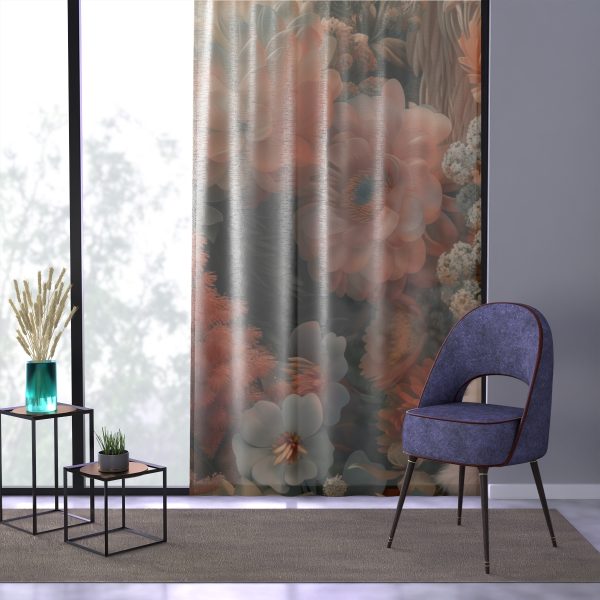 Lustrous Peach Baroque Floral 02 - Left Side Sheer Window Curtain (1 Piece) - Image 3