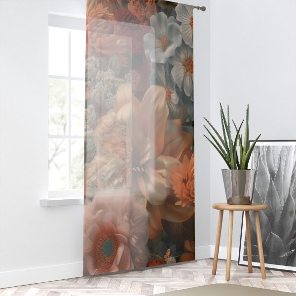 Lustrous Peach Baroque Floral 02 - Right Side Sheer Window Curtain (1 Piece) - Image 2