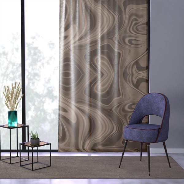 Lipnotic Kaleidoscope Background In Almondine 04- Right Side Sheer Window Curtain (1 Piece) - Image 3