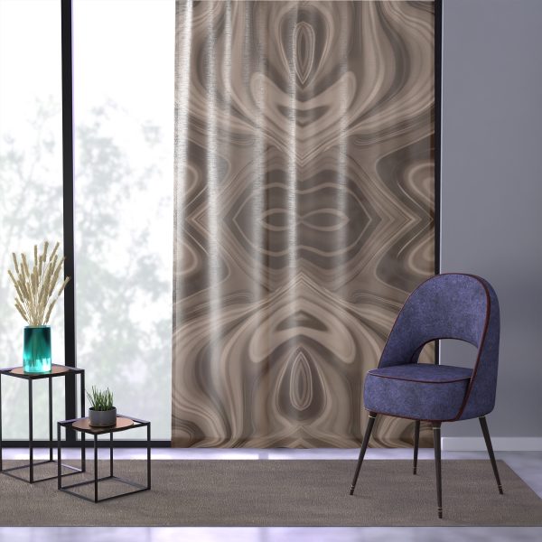 Lipnotic Kaleidoscope Background In Almondine 04 -  Single Panel Sheer Window Curtain (1 Piece) - Image 3