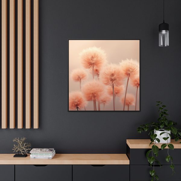 Misty Peach Dandelions - Gallery Canvas Wraps, Square Frame - Image 69