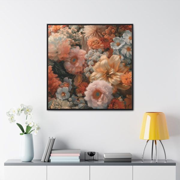 Lustrous Peach Baroque Floral 02 - Gallery Canvas Wraps, Square Frame - Image 68