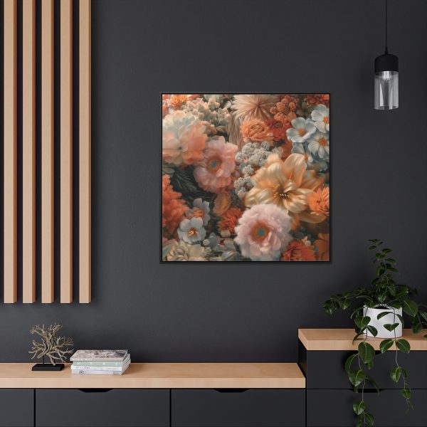 Lustrous Peach Baroque Floral 02 - Gallery Canvas Wraps, Square Frame - Image 69