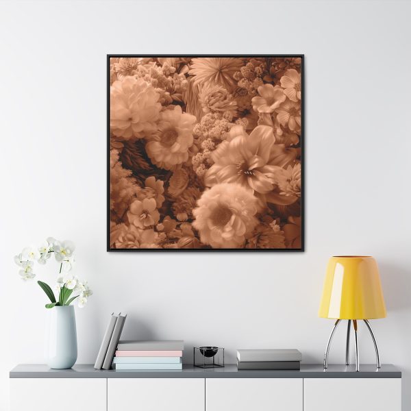 Lustrous Peach Fuzz Tone Baroque Floral 02 - Gallery Canvas Wraps, Square Frame - Image 68