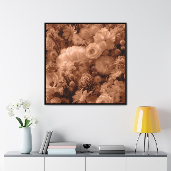 Lustrous Peach Fuzz Tone Baroque Floral 01 - Gallery Canvas Wraps, Square Frame - Image 68