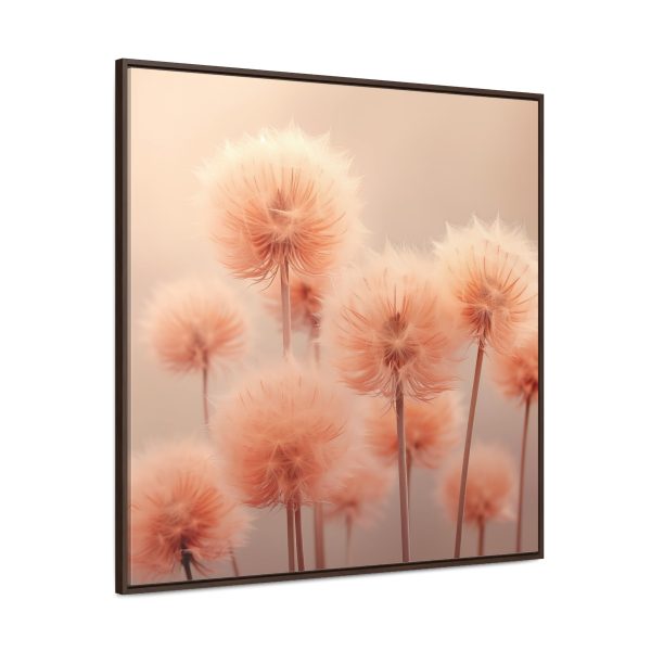 Misty Peach Dandelions - Gallery Canvas Wraps, Square Frame - Image 2