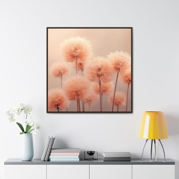 Misty Peach Dandelions - Gallery Canvas Wraps, Square Frame - Image 4