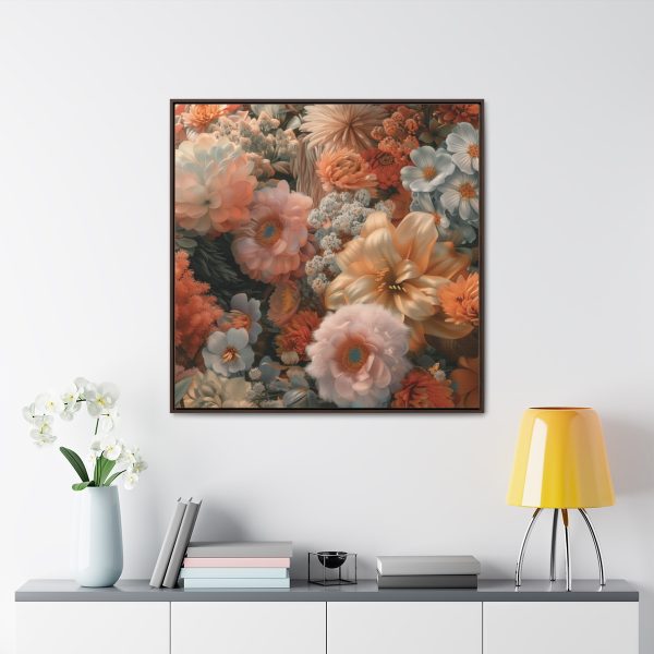 Lustrous Peach Baroque Floral 02 - Gallery Canvas Wraps, Square Frame - Image 4