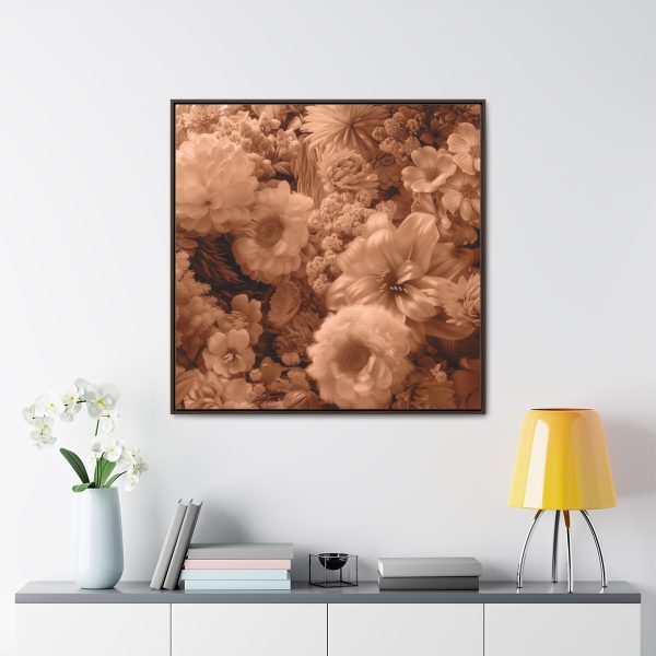 Lustrous Peach Fuzz Tone Baroque Floral 02 - Gallery Canvas Wraps, Square Frame - Image 4