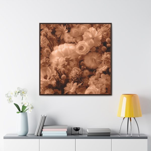 Lustrous Peach Fuzz Tone Baroque Floral 01 - Gallery Canvas Wraps, Square Frame - Image 4