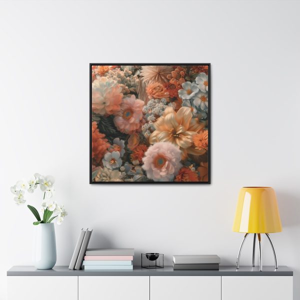 Lustrous Peach Baroque Floral 02 - Gallery Canvas Wraps, Square Frame - Image 73