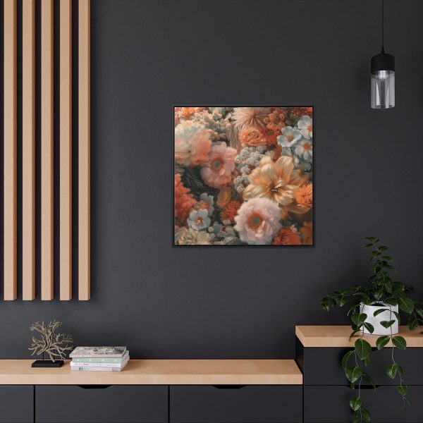 Lustrous Peach Baroque Floral 02 - Gallery Canvas Wraps, Square Frame - Image 74