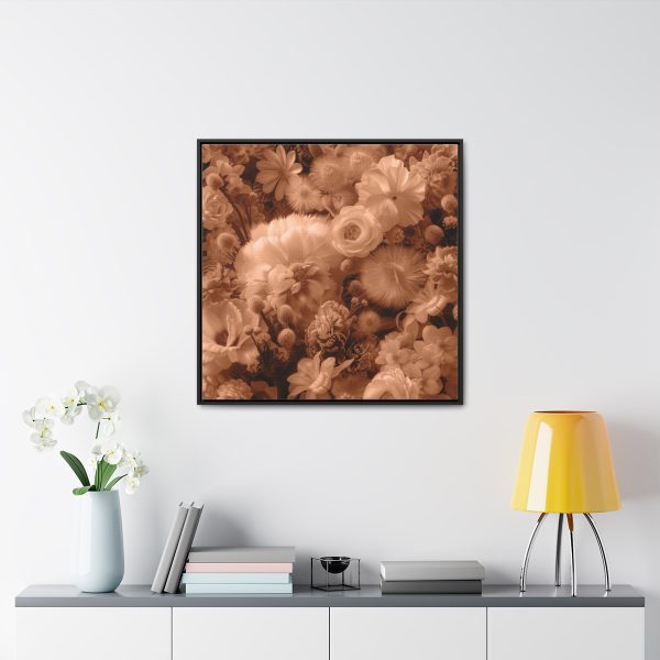 Lustrous Peach Fuzz Tone Baroque Floral 01 - Gallery Canvas Wraps, Square Frame - Image 73