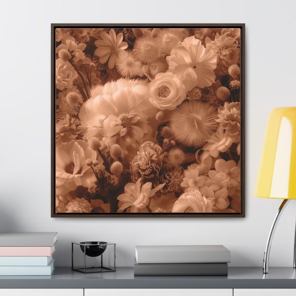 Lustrous Peach Fuzz Tone Baroque Floral 01 - Gallery Canvas Wraps, Square Frame - Image 78