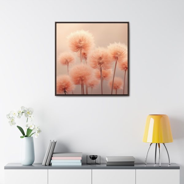 Misty Peach Dandelions - Gallery Canvas Wraps, Square Frame - Image 79