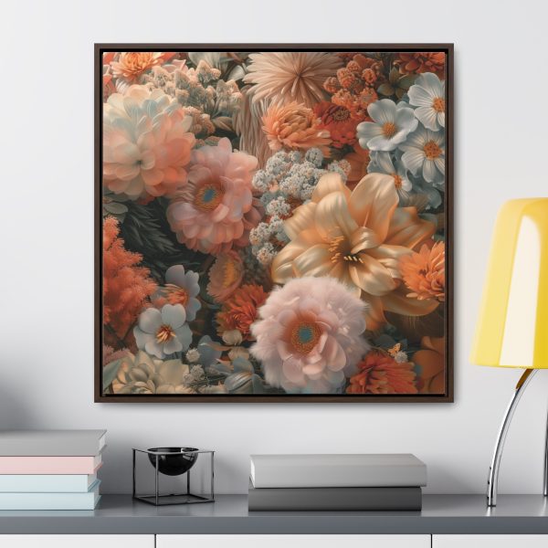 Lustrous Peach Baroque Floral 02 - Gallery Canvas Wraps, Square Frame - Image 78