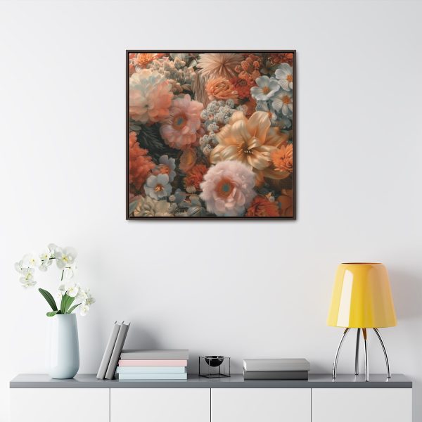 Lustrous Peach Baroque Floral 02 - Gallery Canvas Wraps, Square Frame - Image 79