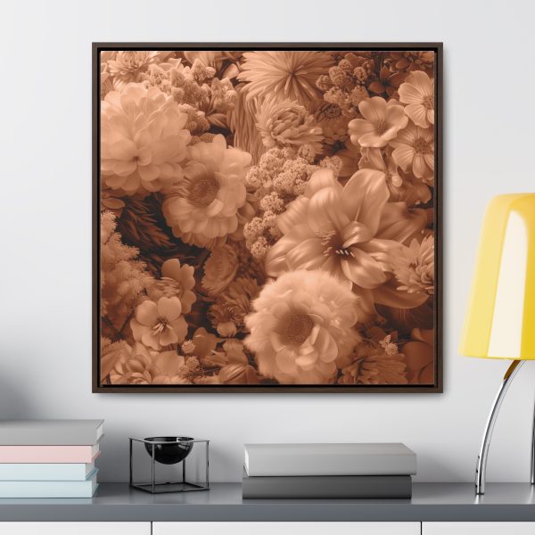 Lustrous Peach Fuzz Tone Baroque Floral 02 - Gallery Canvas Wraps, Square Frame - Image 78